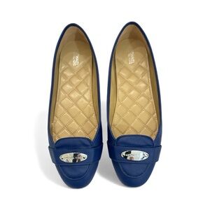 Michael Kors Blue Leather Flats with Silver Accent